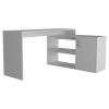 Axis Modern L-Shaped Computer Desk with Open & Closed Storage -White