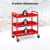 Household Commercial 3-Tier Utility Service Cart with Flat Handle